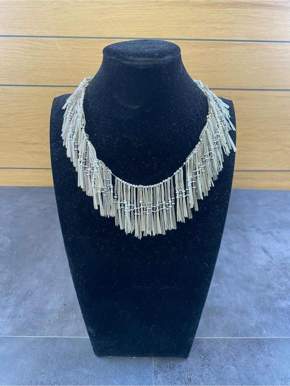 Chico Silver‎ metal Bib Fringe Boho/Hippie Cool Vibe Necklace